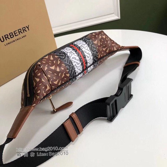 Burberry專櫃新款腰包 巴寶莉專屬標識條紋腰包挎包胸包  db1208